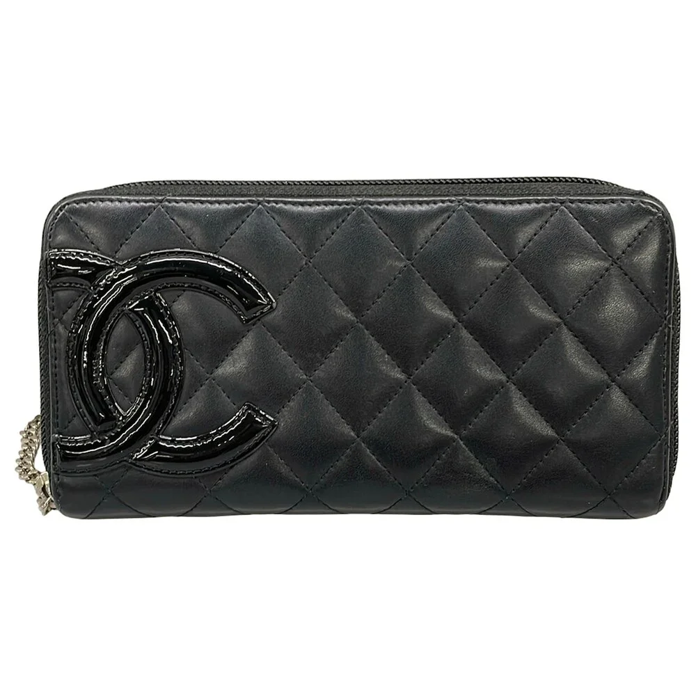 Chanel Cambon Line Long Wallet Lambskin Patent Leather